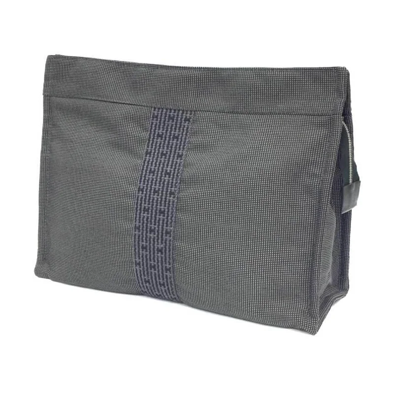 Handle bags with rugged canvas for outdoors -Hermes Her Line  Nylon Canvas Clutch Bag Pouch (Pre-Owned)