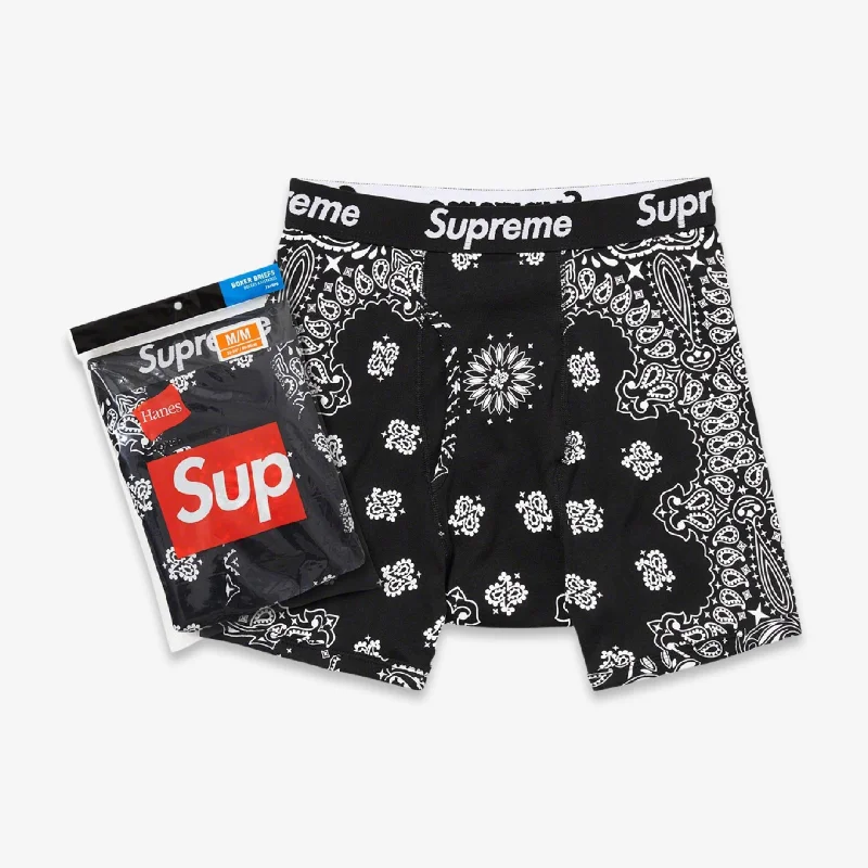 Fitted cap for snug personalized fit -Supreme x Hanes Boxer Briefs 'Bandana' (2 Pack) Black (FW22)