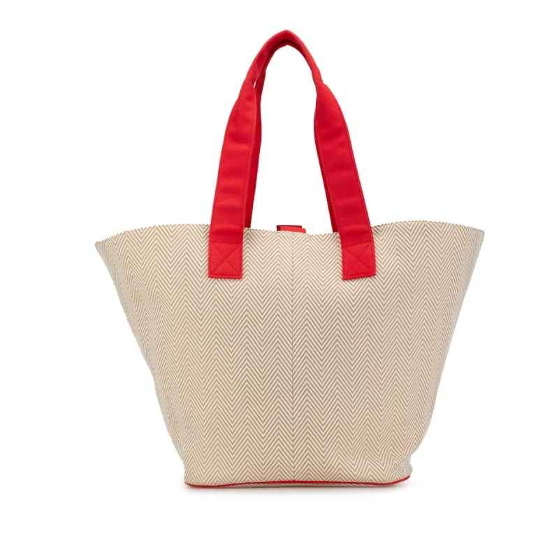 Handle bags with contrast stitching for detail -Hermes   Color Canvas Cotton Shoulder Bag Tote Bag (Pre-Owned)