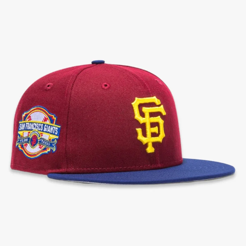 Sports cap with moisture-wicking fabric tech -New Era x MLB Sangria 'San Francisco Giants 2000 Inaugural' 59Fifty Patch Fitted Hat (Hat Club Exclusive)