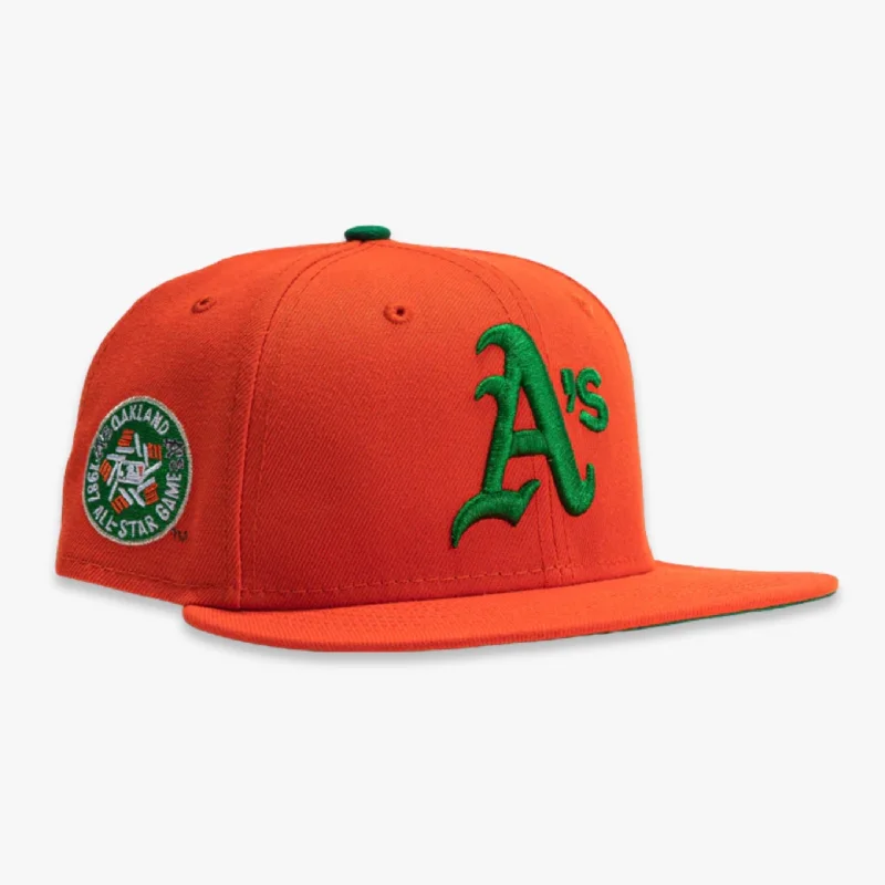 Washed denim cap for broken-in softness -New Era x MLB Ballpark Snacks 'Oakland Athletics 1987 All-Star Game' 59Fifty Patch Fitted Hat (Hat Club Exclusive)