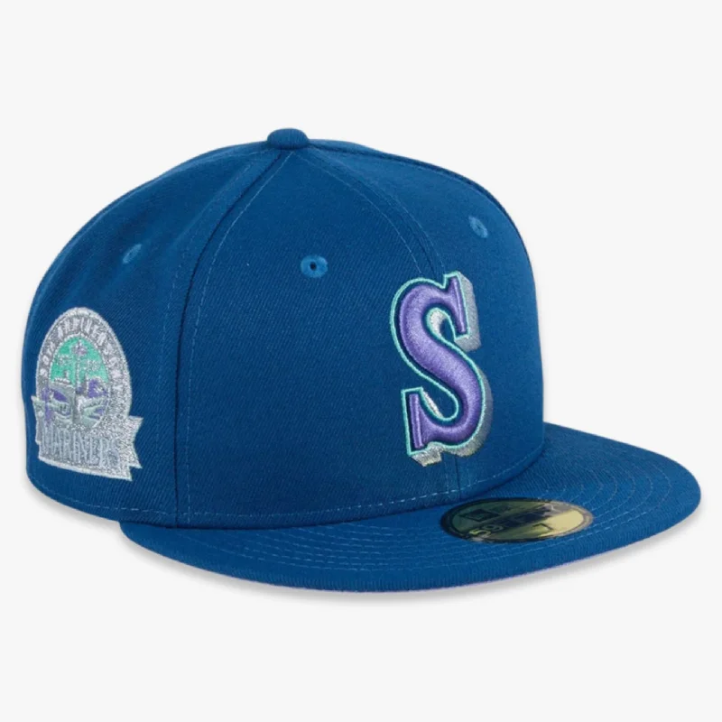 Black snapback cap for sharp modern looks -New Era x MLB Lavender Fields 'Seattle Mariners 30th Anniversary' 59Fifty Patch Fitted Hat (Hat Club Exclusive)