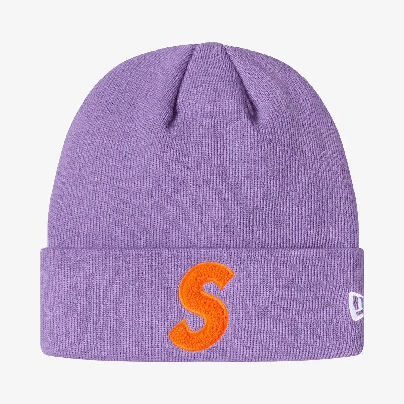 Retro cap with 80s-inspired color blocks -Supreme x New Era Beanie 'S Logo' Light Violet (FW19)