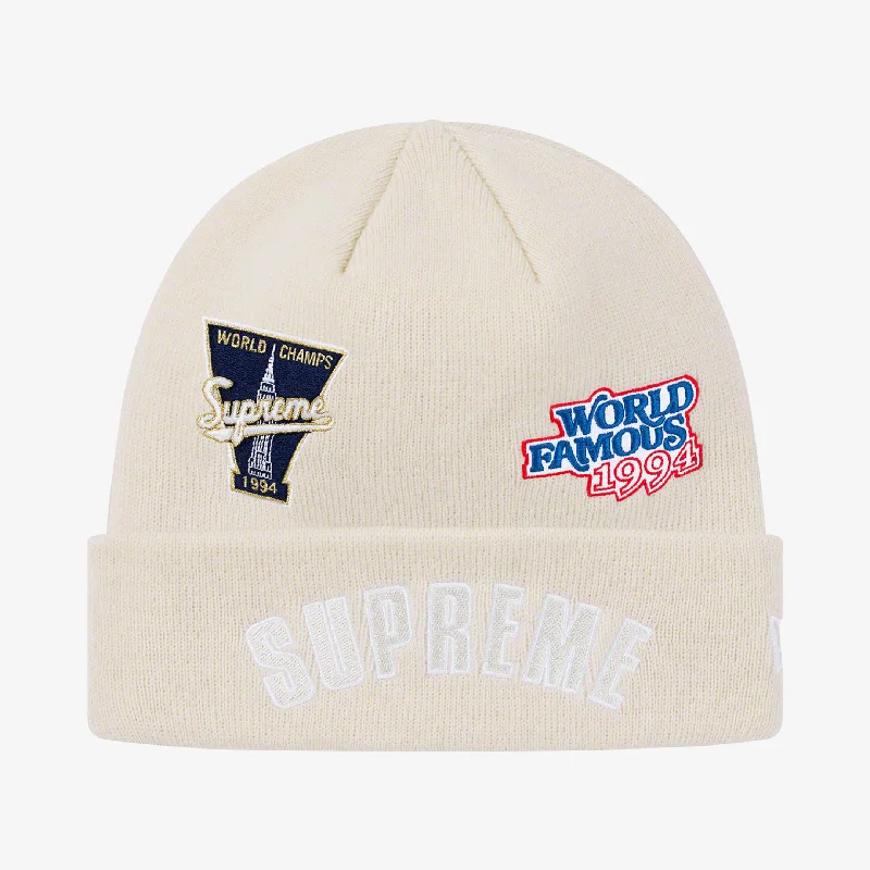 Trucker mesh cap for ventilated cool wear -Supreme x New Era Beanie 'Championship' Natural (FW19)