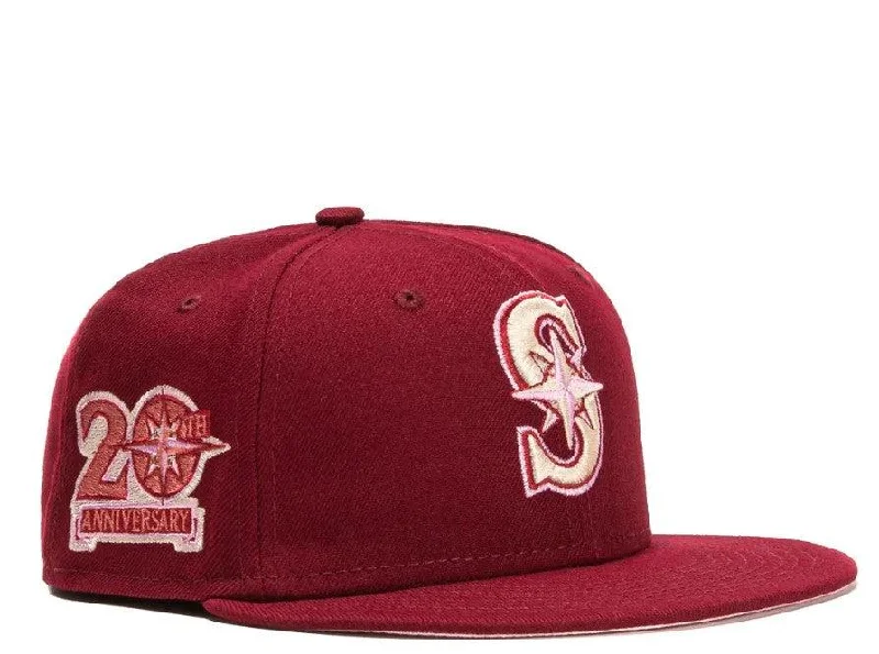 Waterproof sports cap for wet training runs -New Era x MLB Red Velvet 'Seattle Mariners 20th Anniversary' 59Fifty Patch Fitted Hat (Hat Club Exclusive)