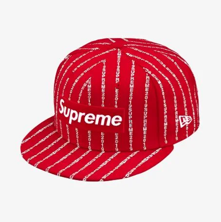 Premium leather cap for upscale casual looks -Supreme x New Era Fitted Hat 'Text Stripe' Red (SS19)