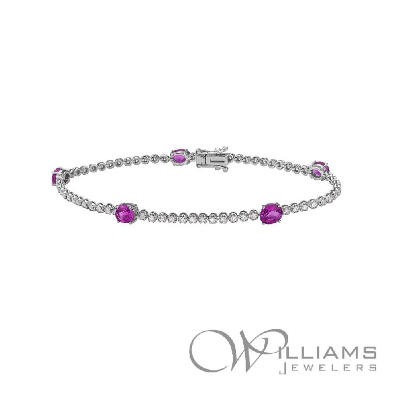 Rose gold bangles with geometric cutout designs -Williams Signature 14 Karat Pink Sapphire Bracelet