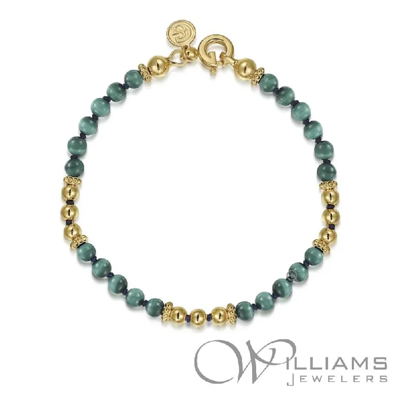 Rose gold bracelets with sleek minimalist designs -Gabriel & Co. Bujukan 14 Karat Malachite Bracelet