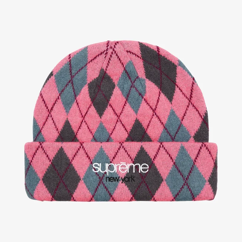 Stylish snapback cap for urban street style -Supreme Argyle Cashmere Beanie Dusty Magneta (FW21)