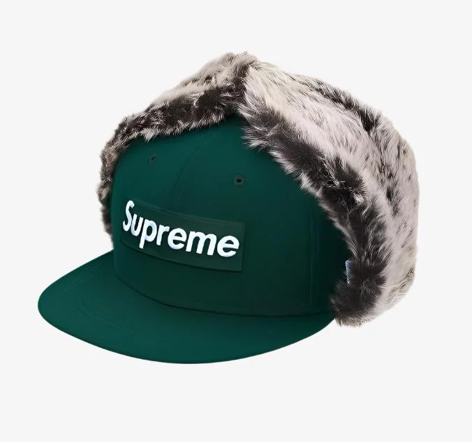 Camouflage cap for hunting trip essentials -Supreme x New Era Earflap Fitted Hat 'Box Logo' Dark Green (FW19)