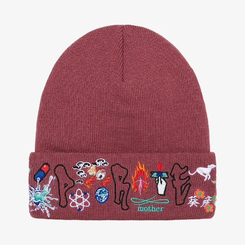 Classic cap with simple logo embroidery -Supreme x AOI Beanie 'Icons' Plum (FW21)