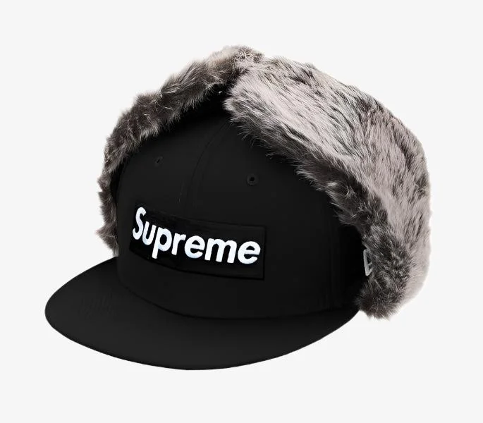 Fitted cap for snug personalized fit -Supreme x New Era Earflap Fitted Hat 'Box Logo' Black (FW19)