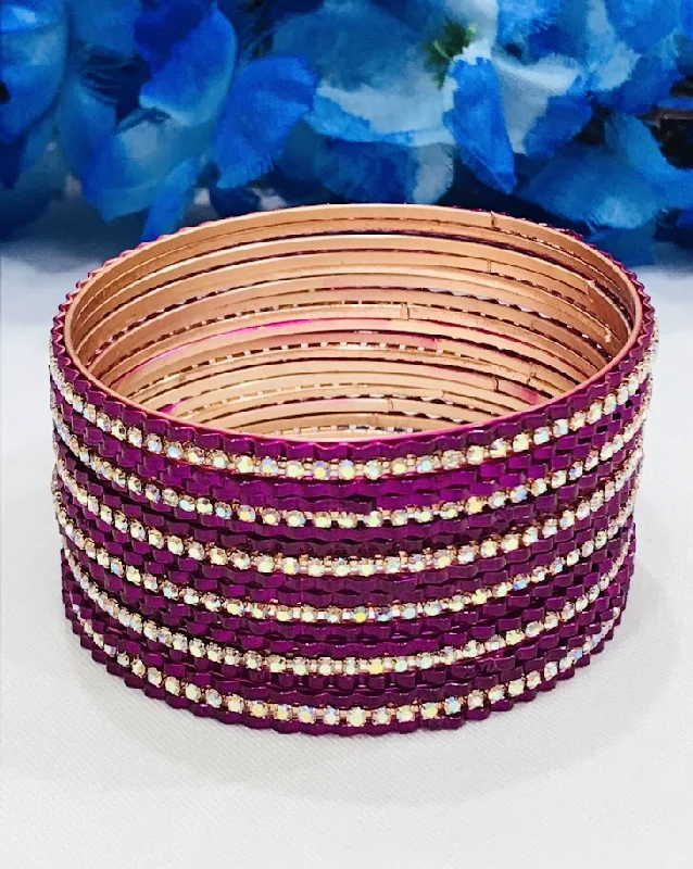 Vintage bangles with intricate filigree metalwork -Alluring Lavender Color Unique Design Party Wear Bangles For Women