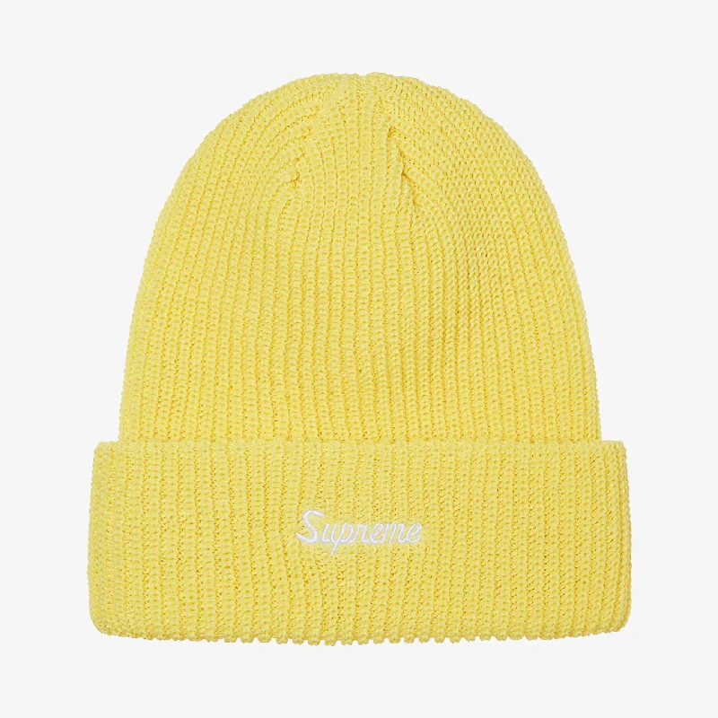 Classic cap with simple logo embroidery -Supreme Loose Gauge Beanie Light Yellow (FW21)