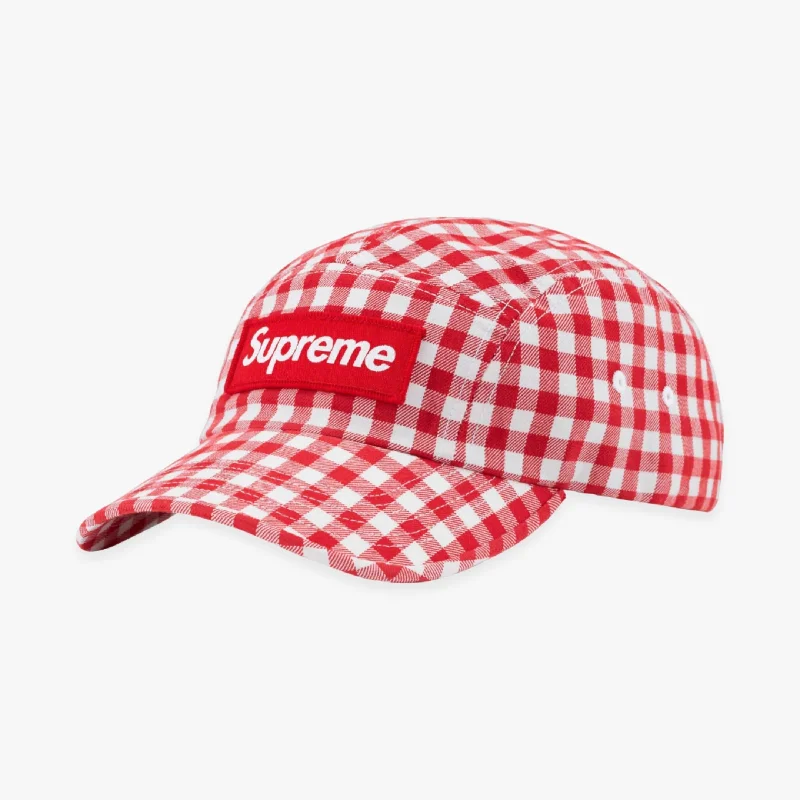 Cotton mesh cap for airy outdoor comfort -Supreme Camp Cap 'Gingham' Red (SS23)