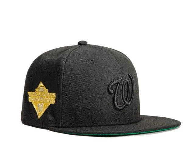 Washed denim cap for broken-in softness -New Era x MLB Gold Digger 'Washington Nationals 2019 World Series' 59Fifty Patch Fitted Hat (Hat Club Exclusive)