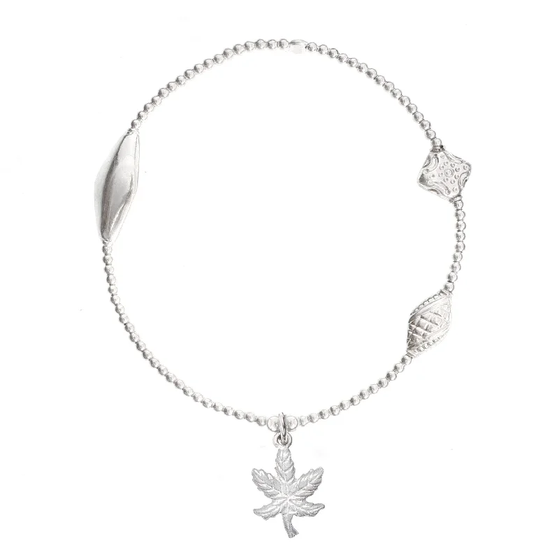 Bracelets with matte rose gold for subtlety -Cannabis Leaf Charm Bracelet