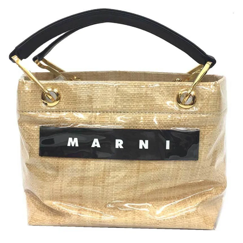 Handle bags with sturdy bases for stability -Marni Pvc Raffia Leather Tote Bag (Pre-Owned)