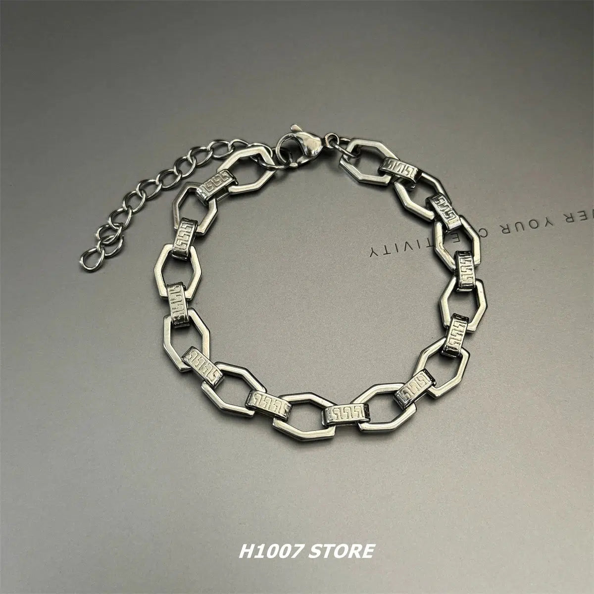 Bangles with engraved floral patterns for elegance -Steel Hip-Hop Style Chain Bracelet