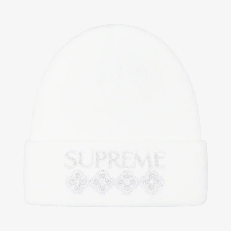 Washed cap with soft vintage feel -Supreme Beanie 'Glitter' White (FW21)