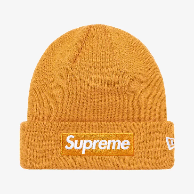 Sports fan cap with bold team colors -Supreme x New Era Beanie 'Box Logo' Light Mustard (FW21)