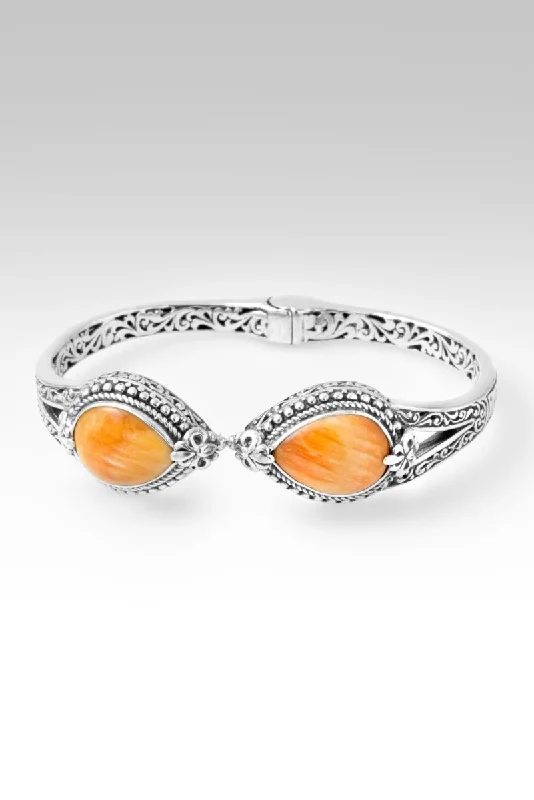 Silver bangles featuring vibrant turquoise stone inlays -Be Steadfast Tip-to-Tip Bracelet™ in Orange Spiny Oyster