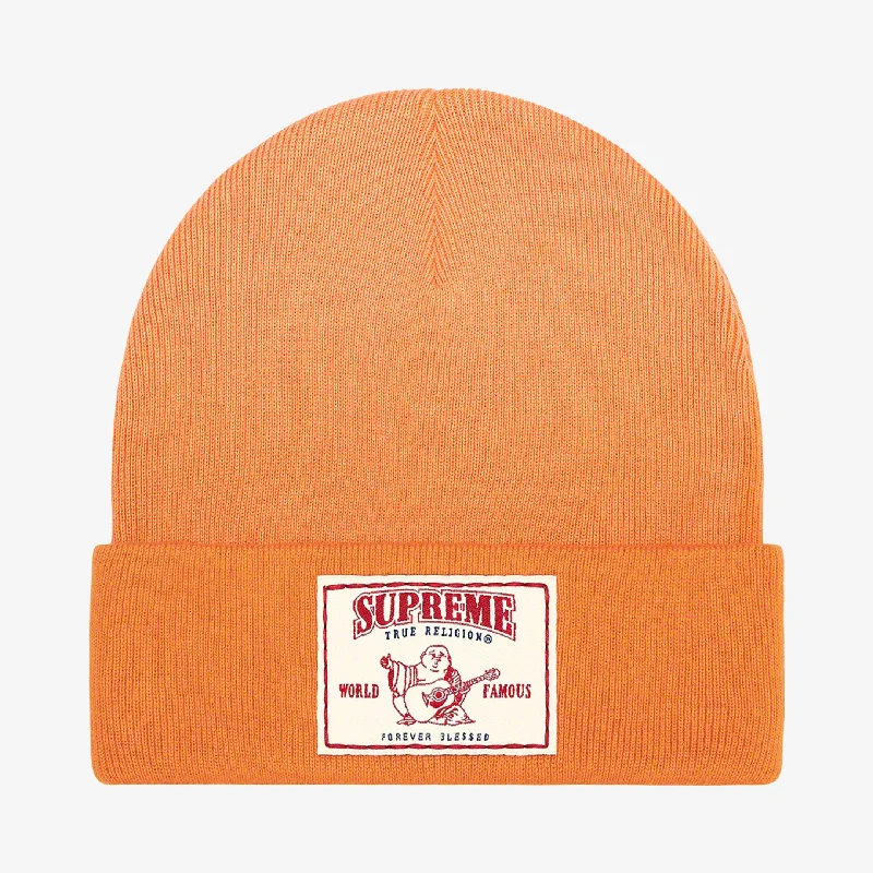 Embroidered cap with custom team initials -Supreme x True Religion Beanie Dusty Orange (FW21)