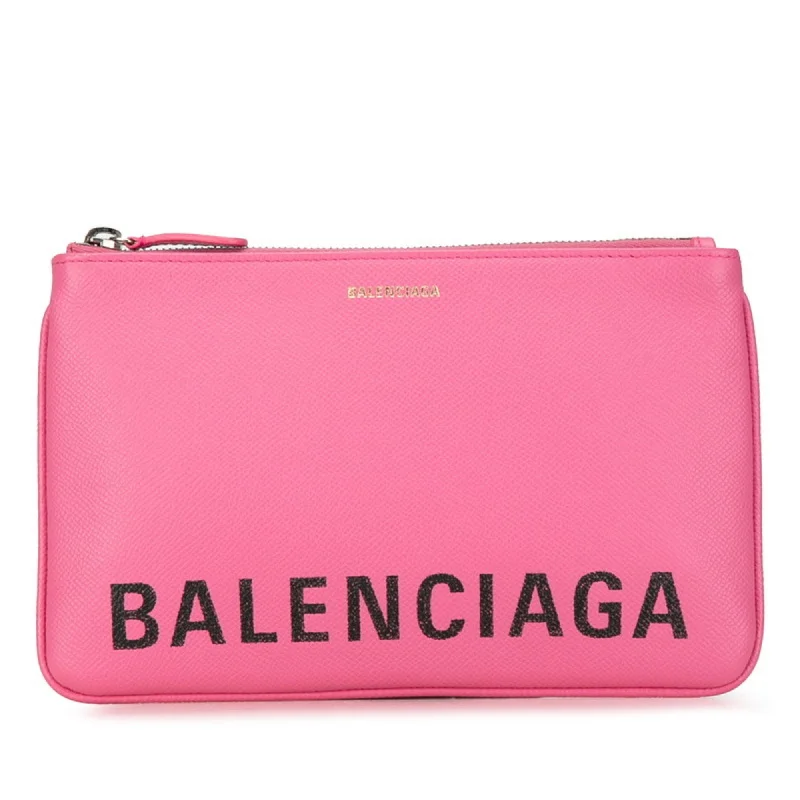 Handle bags with inner compartments for essentials -Balenciaga  Leather Clutch Bag Pouch (Pre-Owned)