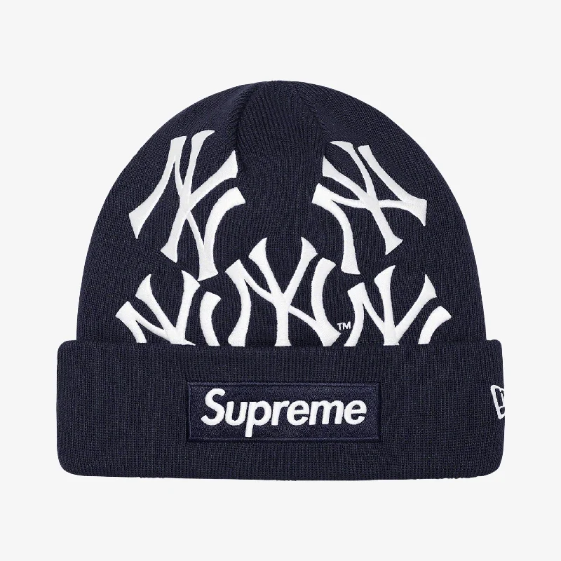 Classic cap with curved bill silhouette -Supreme x MLB New York Yankees x New Era Beanie 'Box Logo' Navy (FW21)