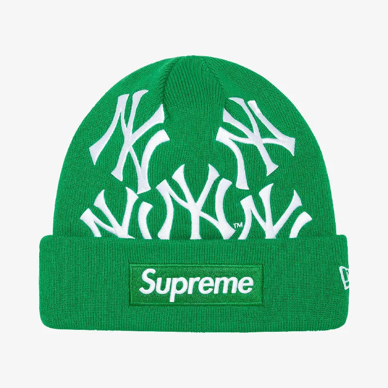 Vintage cap with distressed logo detail -Supreme x MLB New York Yankees x New Era Beanie 'Box Logo' Green (FW21)