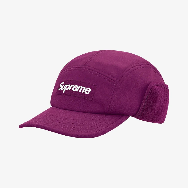 Wool blend cap for cozy fall fashion -Supreme WINDSTOPPER Earflap Camp Cap Purple (FW21)