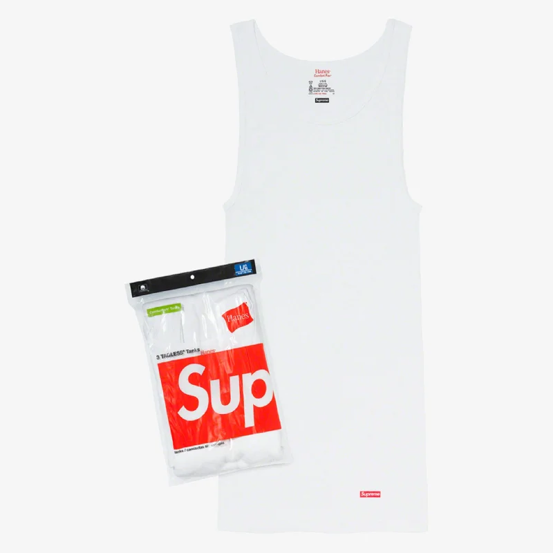 Soft cotton cap for all-day wear ease -Supreme x Hanes Tagless Tank Tops (3 Pack) White (SS24)