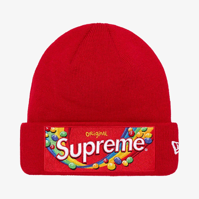 Graphic dad cap for quirky personality shine -Supreme x Skittles x New Era Beanie Red (FW21)