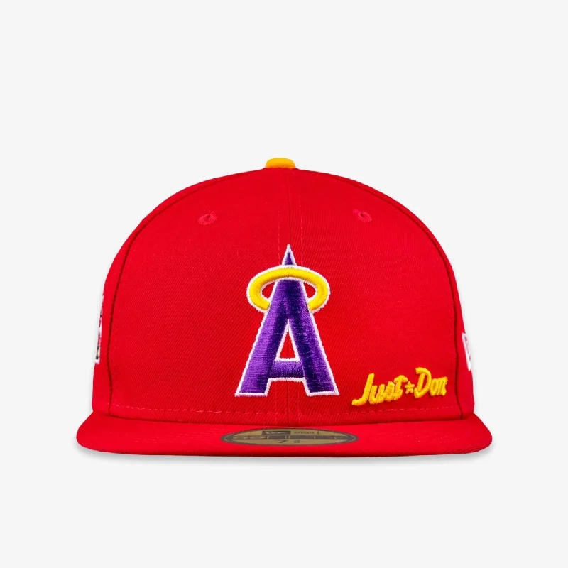 Leather trucker cap for edgy rugged appeal -New Era x Just Don x MLB 'Los Angeles Angels 1989 All-Star Game' 59Fifty Patch Fitted Hat (FW22)