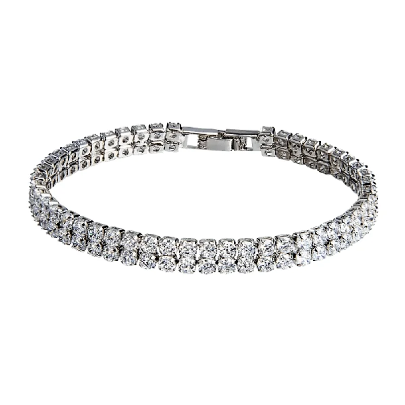 Bangles with tiger eye bands for warmth -Emma Cubic Zirconia Tennis Bracelet