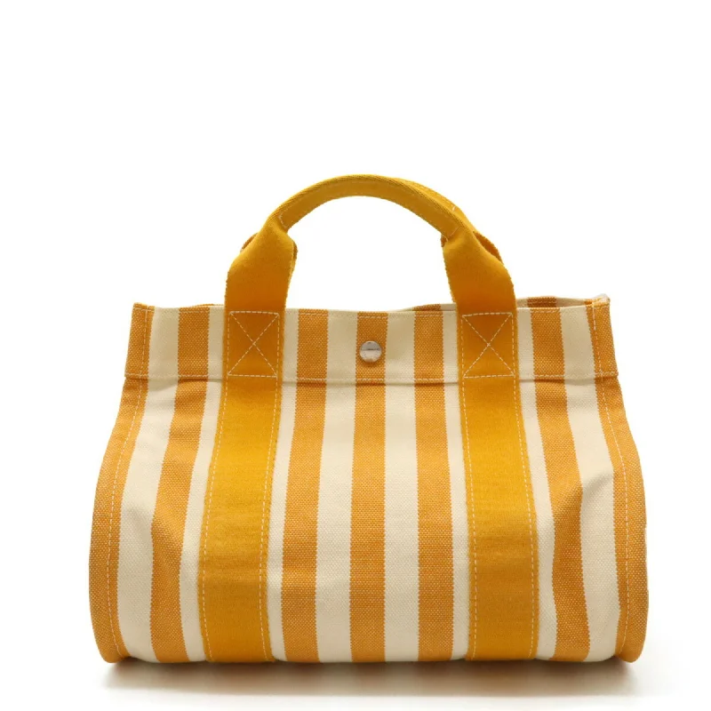 Handle bags with tie-dye patterns for fun -Hermes  yellow Canvas Handbag Tote Bag (Pre-Owned)