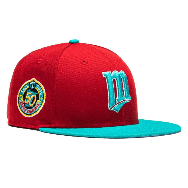 Sports cap with moisture-wicking fabric tech -New Era x MLB Captain Planet 2.0 'Minnesota Twins 50th Anniversary' 59Fifty Patch Fitted Hat (Hat Club Exclusive)