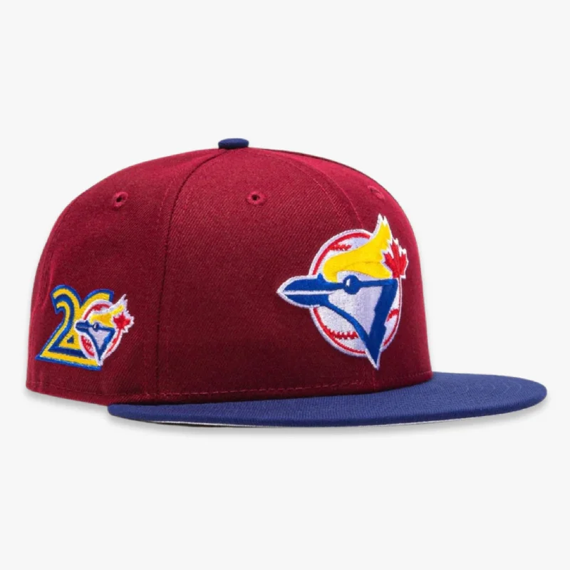 Lightweight running cap for marathon race days -New Era x MLB Sangria 'Toronto Blue Jays 20th Anniversary' 59Fifty Patch Fitted Hat (Hat Club Exclusive)