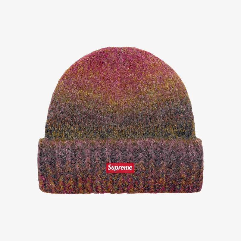 Designer trucker cap with signature brand patch -Supreme Beanie 'Gradient Stripe' Red (FW21)