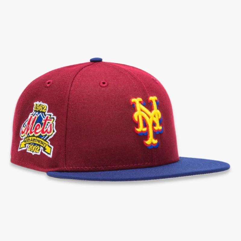 Minimal snapback cap for clean urban style -New Era x MLB Sangria 'New York Mets 40th Anniversary' 59Fifty Patch Fitted Hat (Hat Club Exclusive)