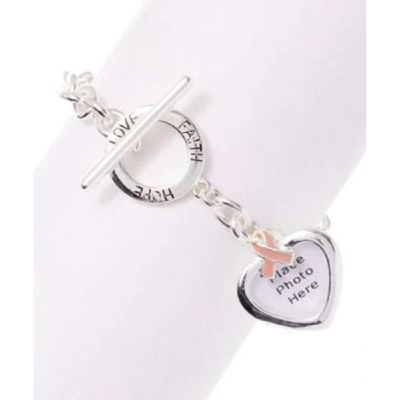 Bangles with personalized initial charm engravings -Breast Cancer Bracelets