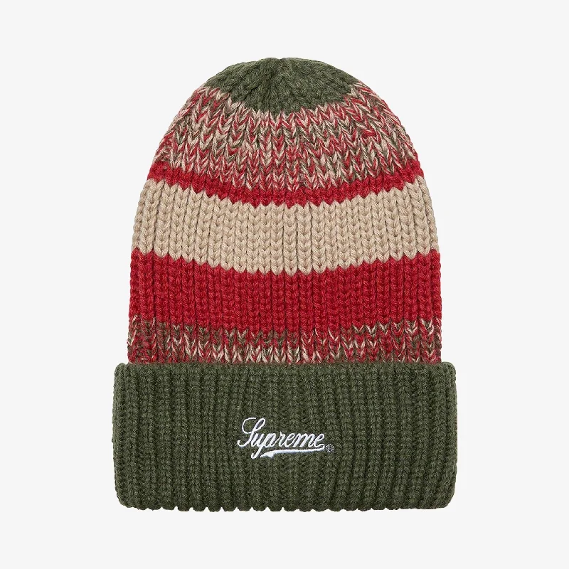 Soft cotton cap for all-day wear ease -Supreme Beanie 'Mixed Stripe' Green (FW21)