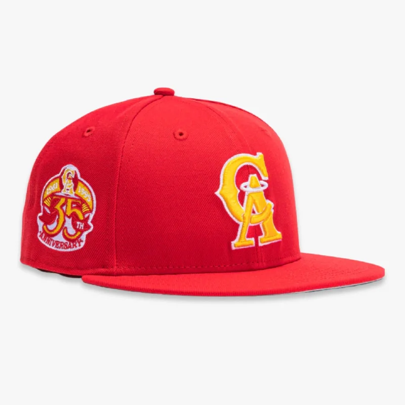 Premium leather cap for upscale casual looks -New Era x MLB Burger Pack 'California Angels 35th Anniversary' 59Fifty Patch Fitted Hat (Hat Club Exclusive)