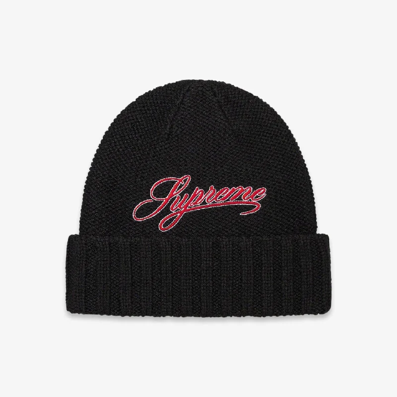 Camo trucker cap for outdoor adventure style -Supreme Beanie 'Script Logo' Black (FW21)