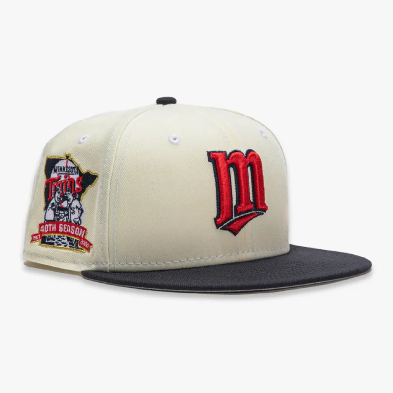 Fitted trucker cap for custom head fit -New Era x MLB White Dome 'Minnesota Twins 40th Anniversary' 59Fifty Patch Fitted Hat (Hat Club Exclusive)