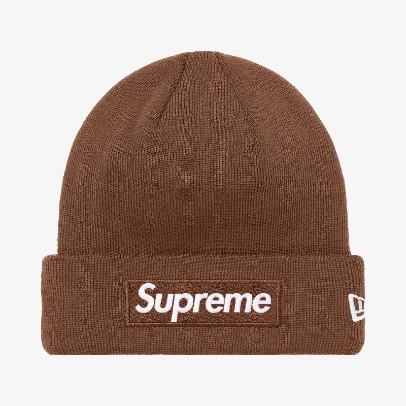 Graphic print cap for artistic expression -Supreme x New Era Beanie 'Box Logo' Dark Brown (FW21)