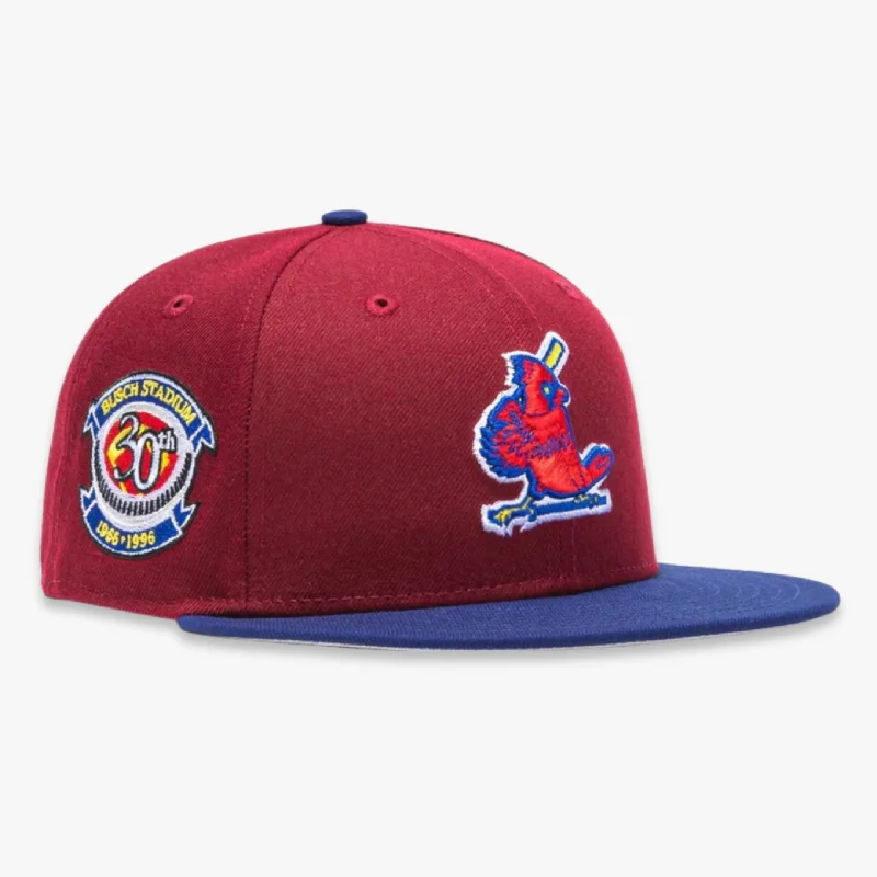 Premium leather cap with stitched logo detail -New Era x MLB Sangria 'St. Louis Cardinals 30th Anniversary' 59Fifty Patch Fitted Hat (Hat Club Exclusive)