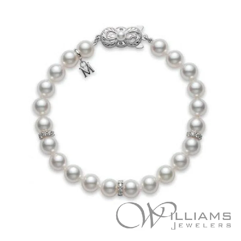 Bracelets with floral motifs for romantic touch -Mikimoto 18 Karat Pearl Bracelet