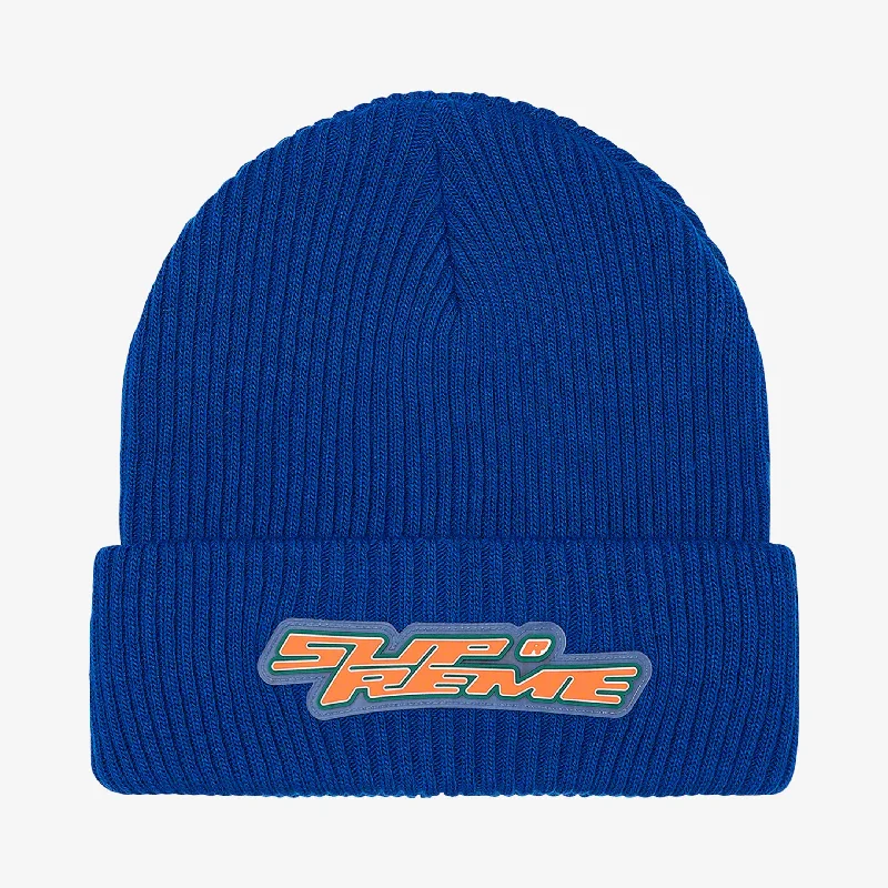 Embroidered logo cap for team spirit Pride -Supreme Patch Beanie 'Raised Logo' Royal (FW21)