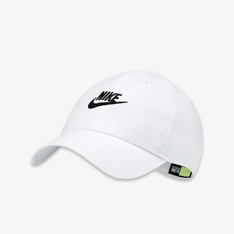 Premium leather cap with stitched logo detail -Nike Sportswear Heritage86 Futura Adjustable Hat White 913011-100